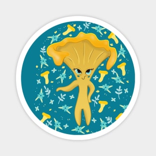 Cute Yellow Chanterelle Mushroom Magnet